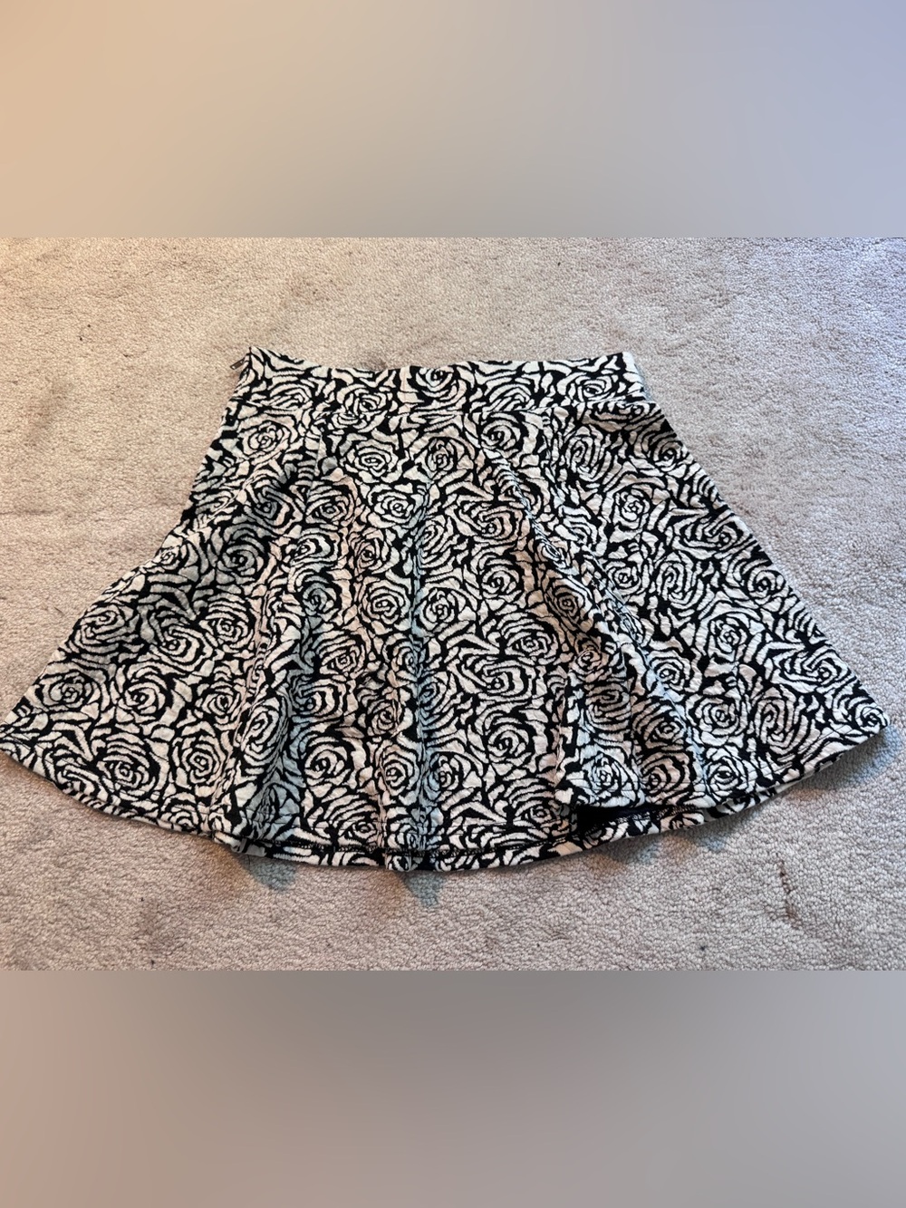 Divided Black & White Floral Circle Skirt